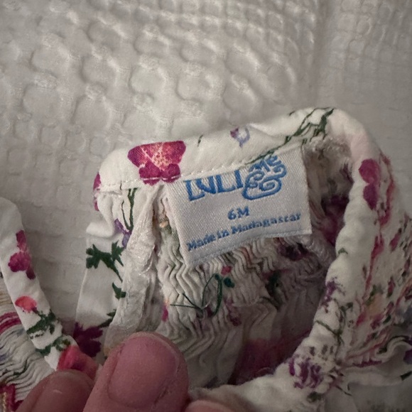 Luli & Me Floral Smocked Floral Bubble 6mo - Picture 2 of 6